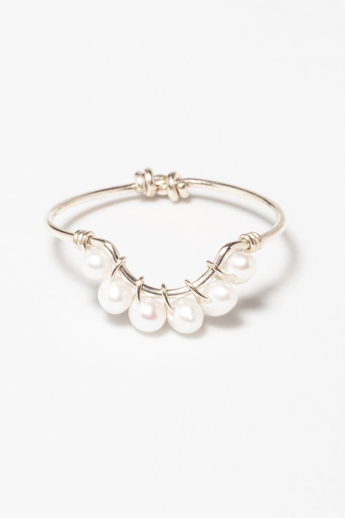 Half Moon Lace Ring - Cultured Pearl - Silver