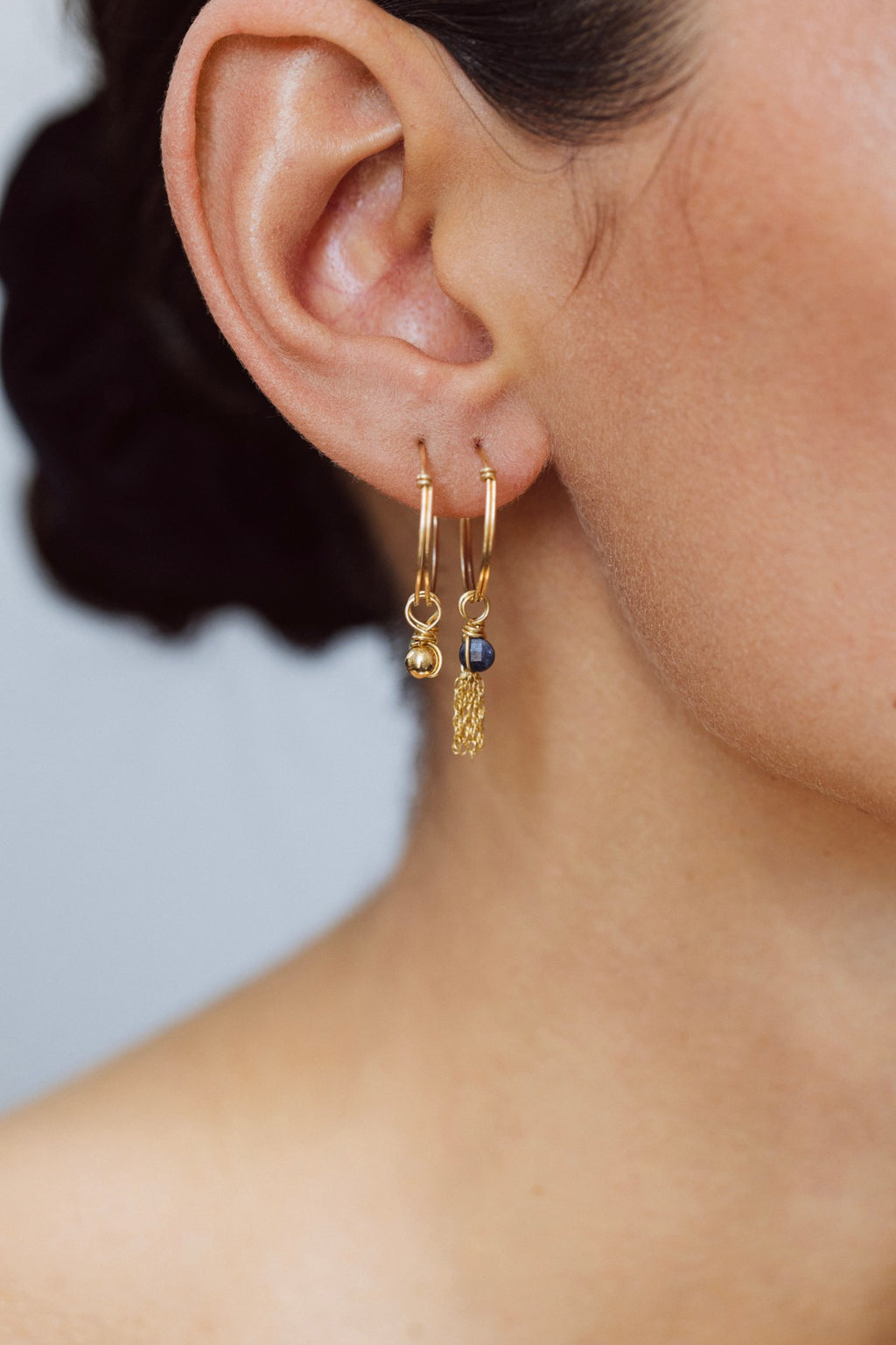 Gold pompom charm pendant