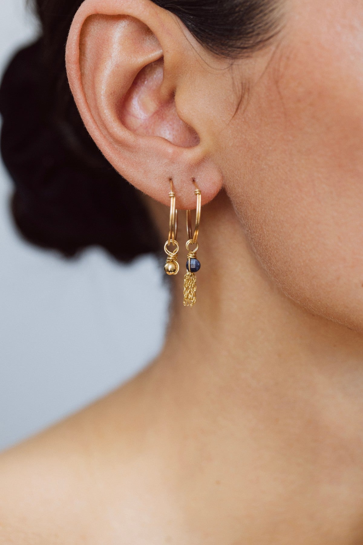 Gold pompom charm pendant