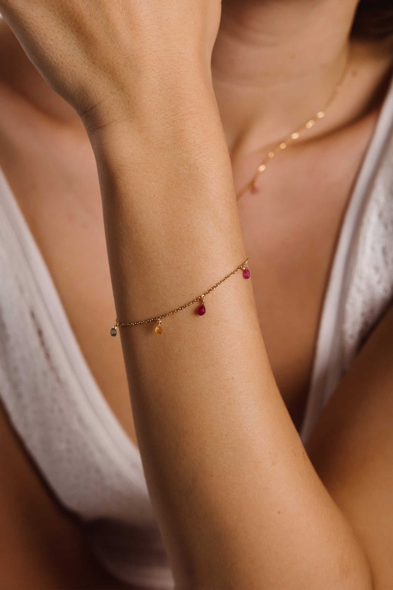 Sofia tassel chain bracelet - 750‰ Gold Sapphire