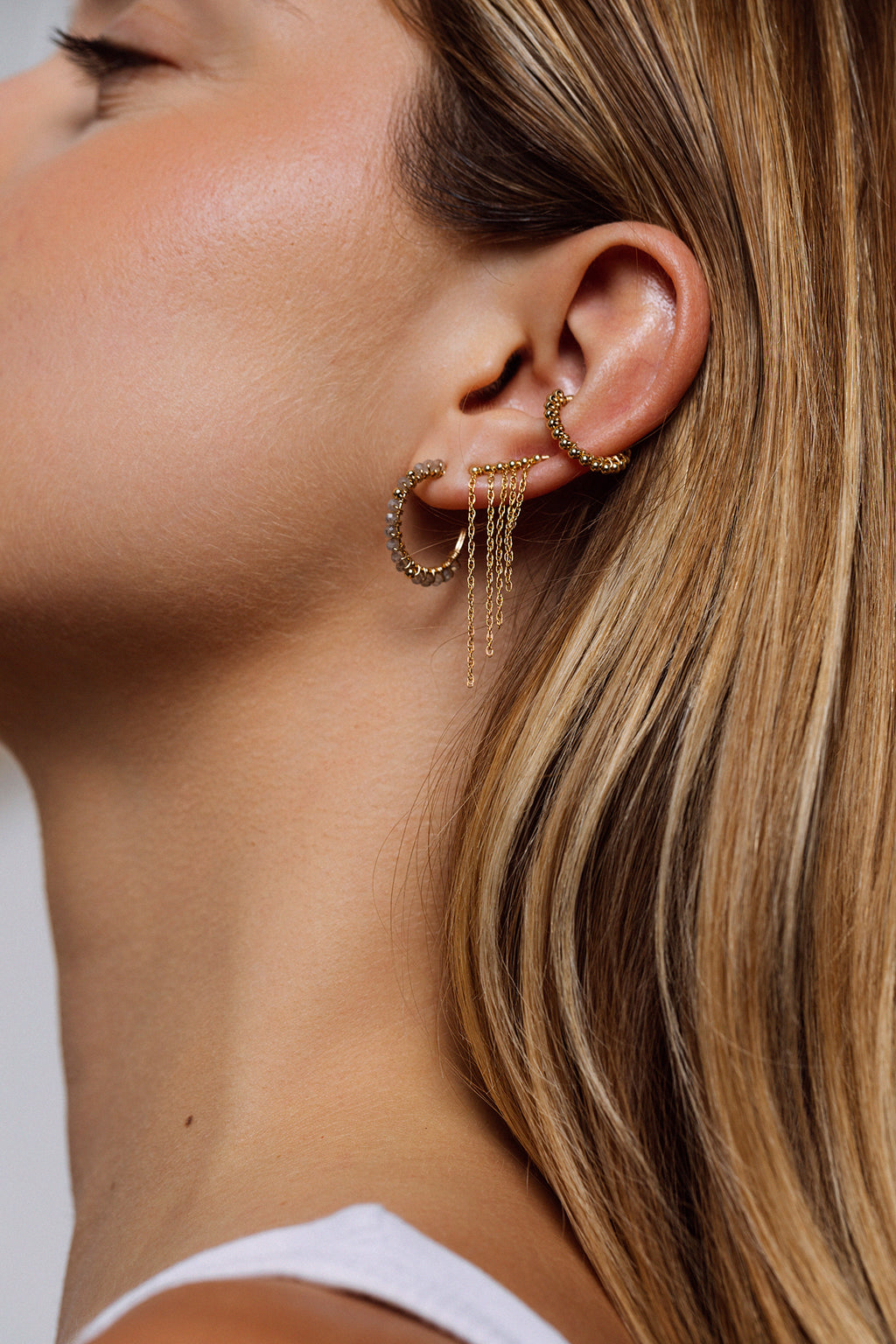 Medium Frida Hoop Earrings - Labradorite