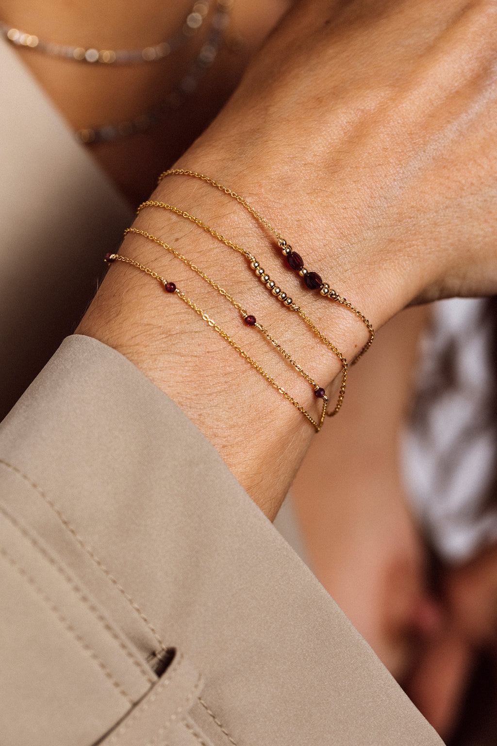 Garnet Satellite Bracelet - Necklace