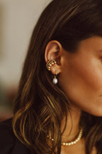 Medium Stella Creoles - Gold Large Cultured Pearl