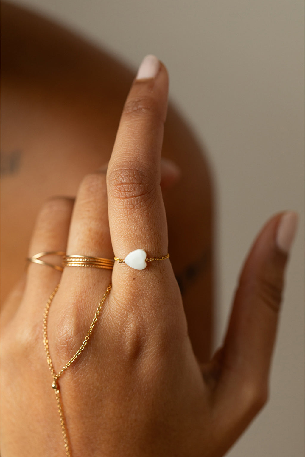 Chain ring Mother of Pearl Heart