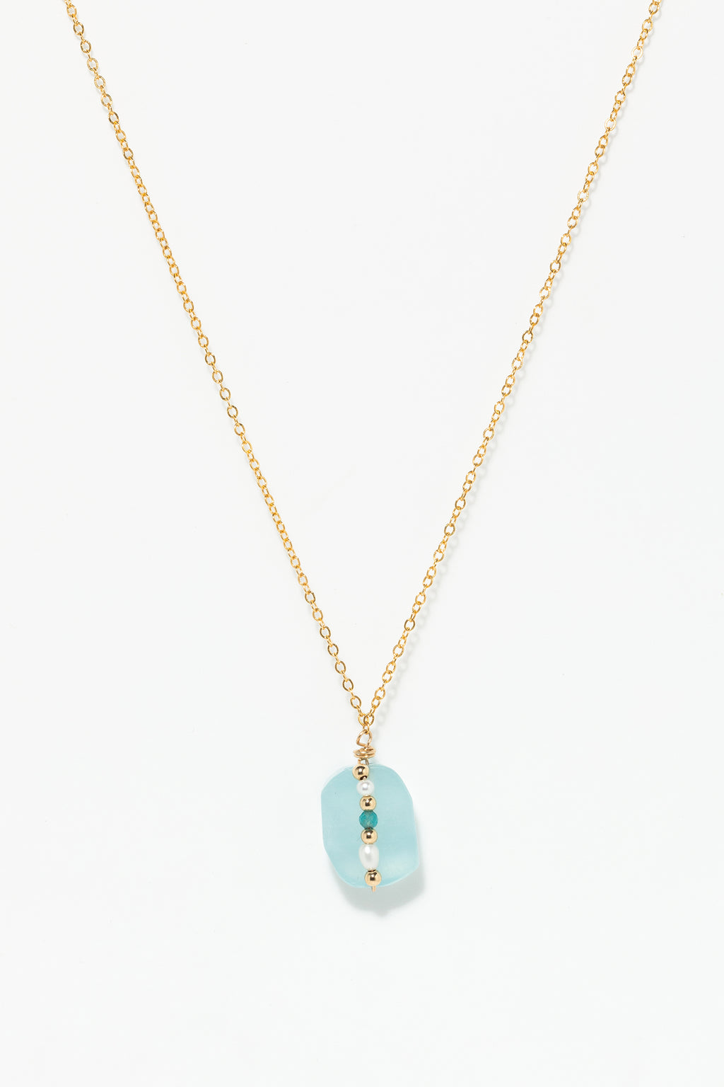 Cowrie Necklace - Aquamarine