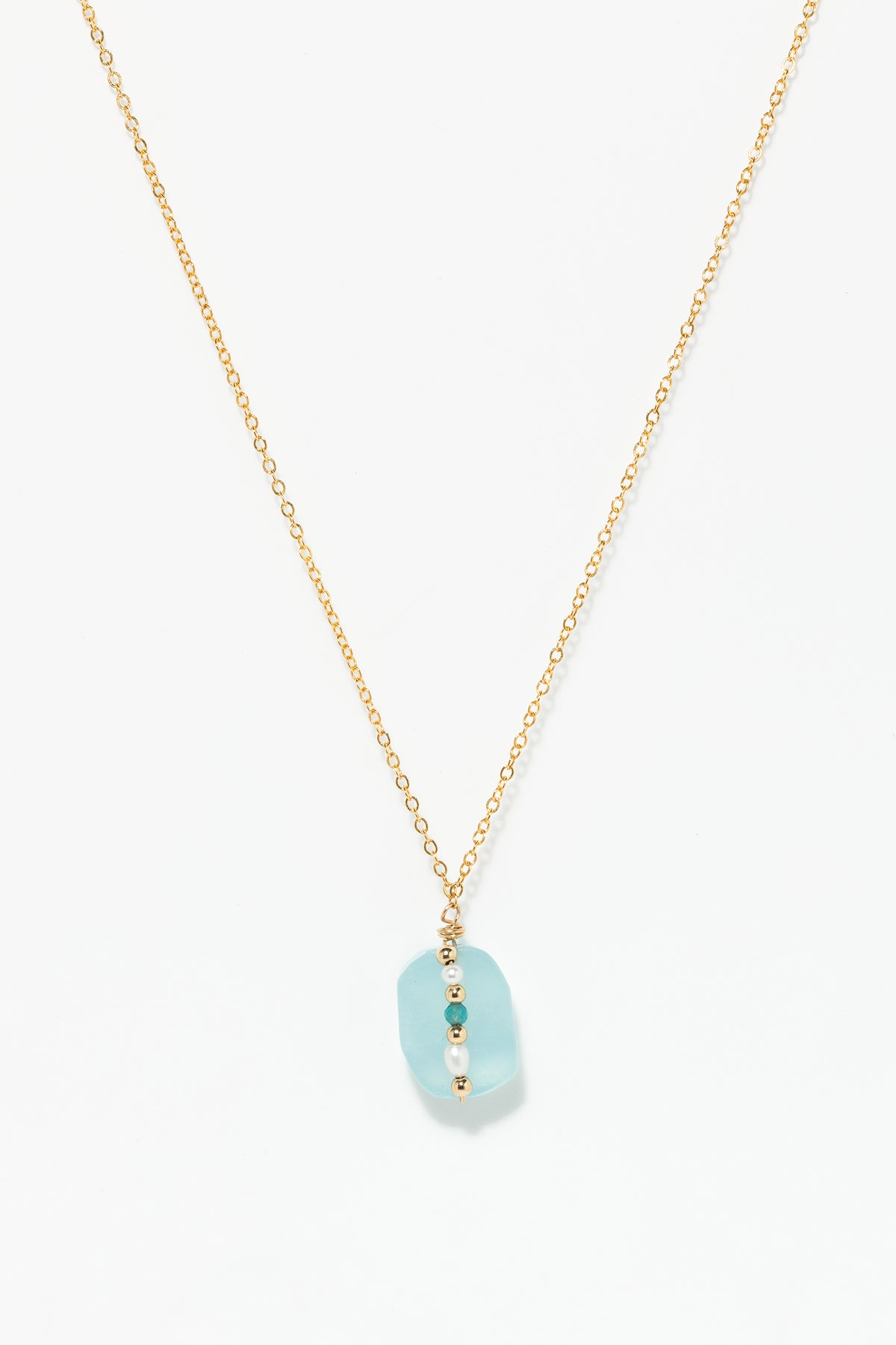 Cowrie Necklace - Aquamarine