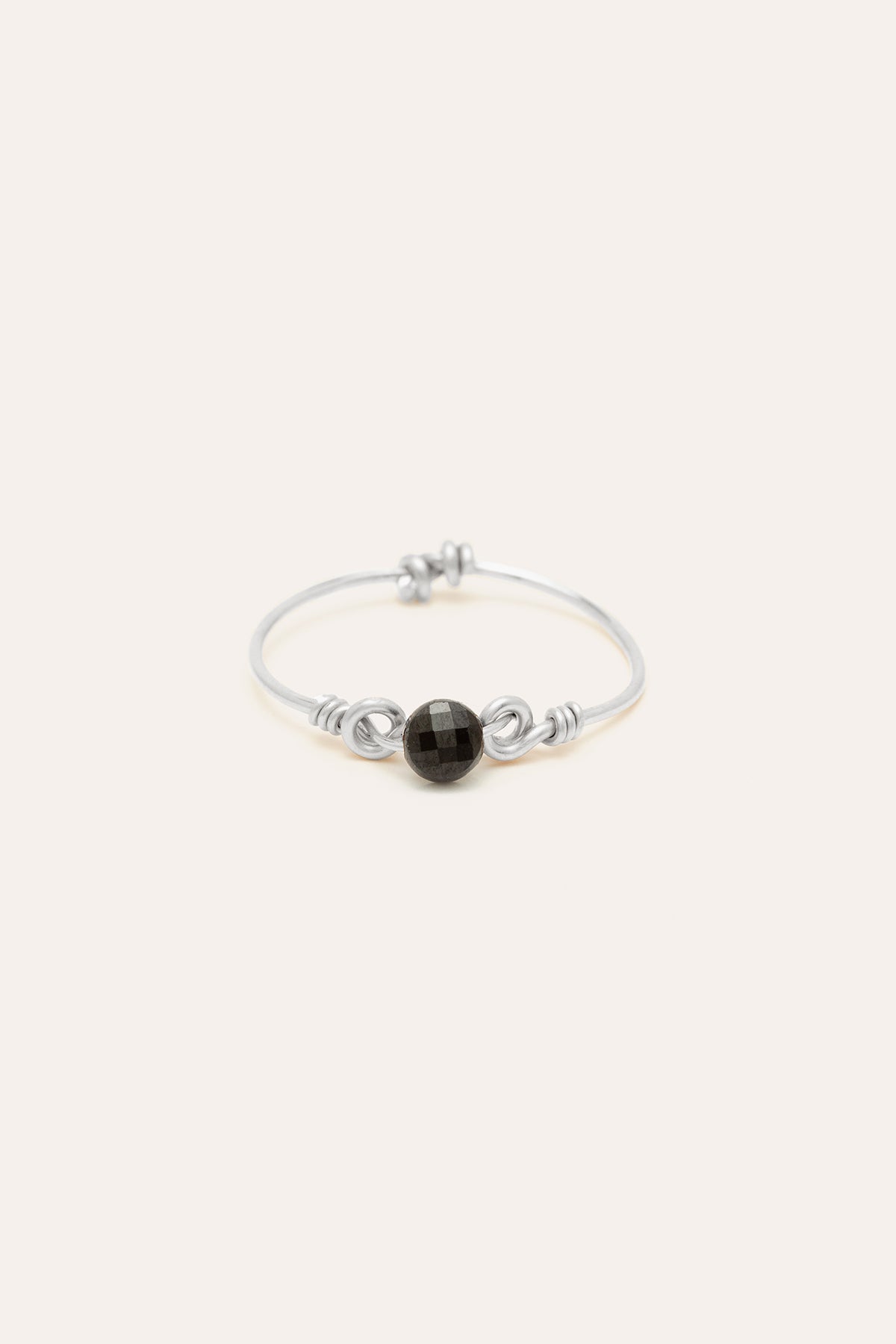 bague en argent 925 et agate noire