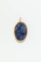 Pendentif Joséphine à plat, sodalite de 20 x 30 mm cerclée d'or