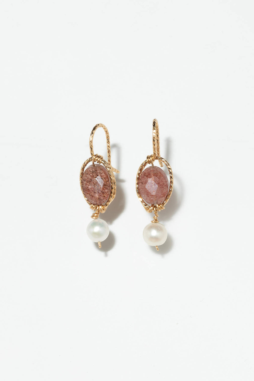 Victoire Earrings - Pink Strawberry Quartz