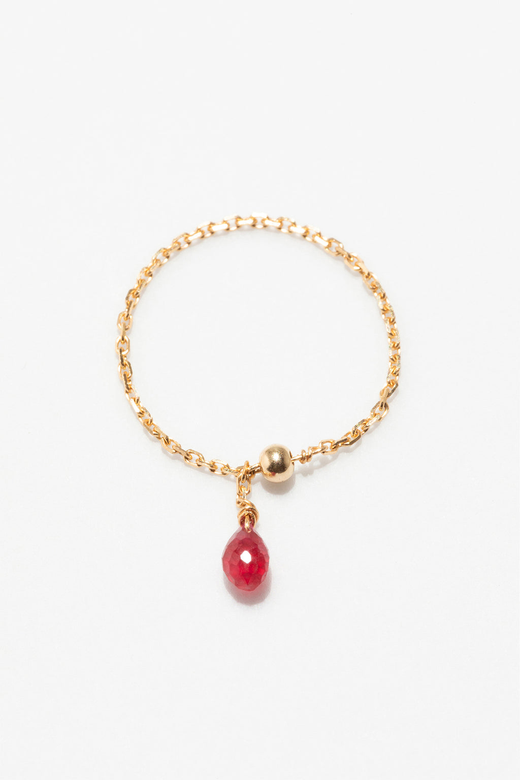 Mia tassel chain ring - 750‰ Gold Ruby