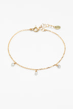 Bracelet Sofia en or 18 carats, trois diamants en pampille et chaîne de réglage