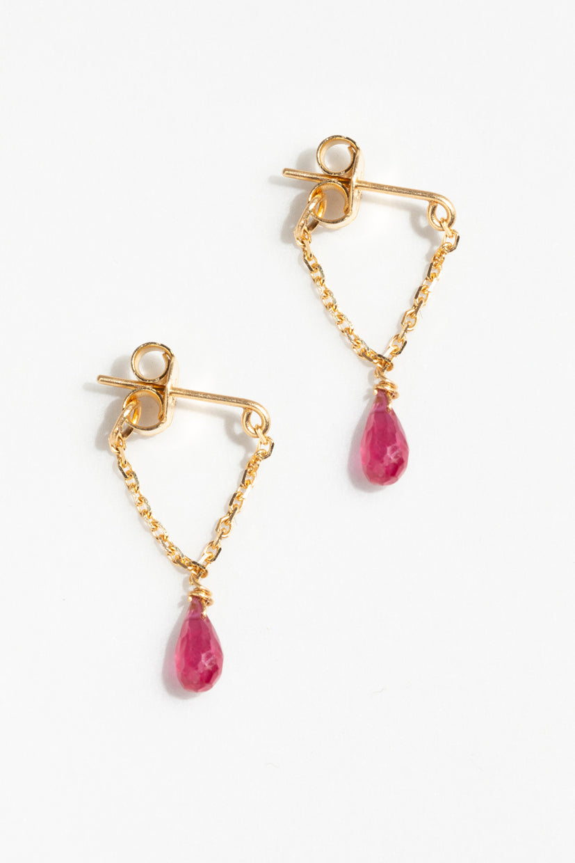 Mia essential chain earrings - 750‰ Gold Ruby