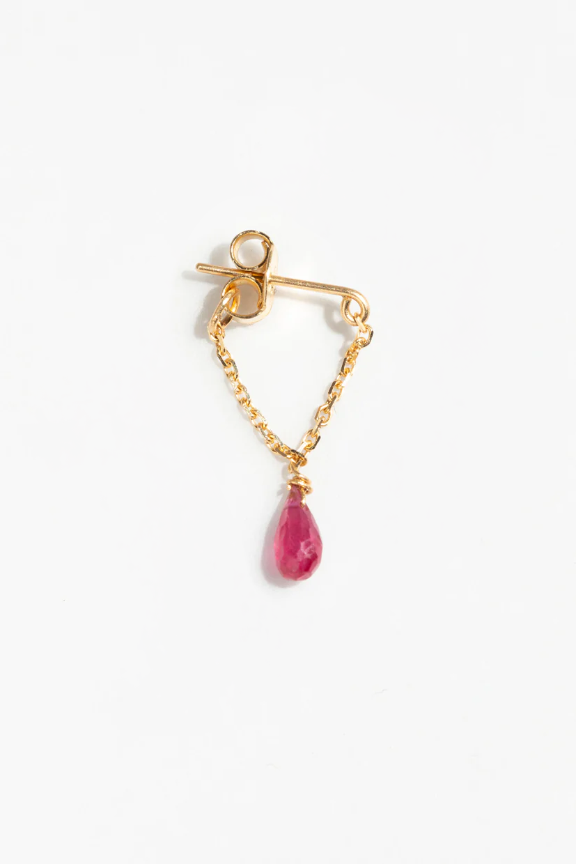 Mia essential chain earrings - 750‰ Gold Ruby