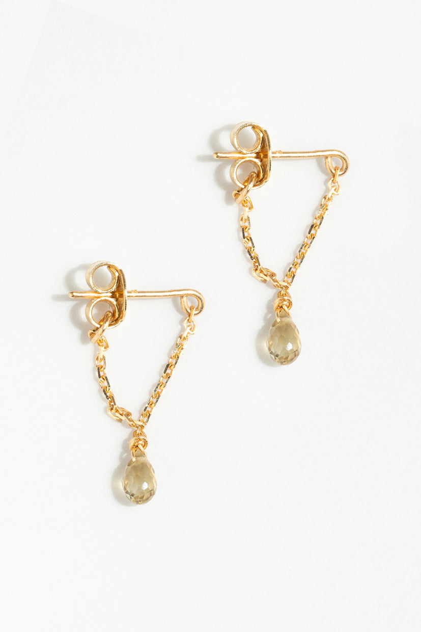 Mia essential chain earrings - 750‰ gold Sapphire of your choice