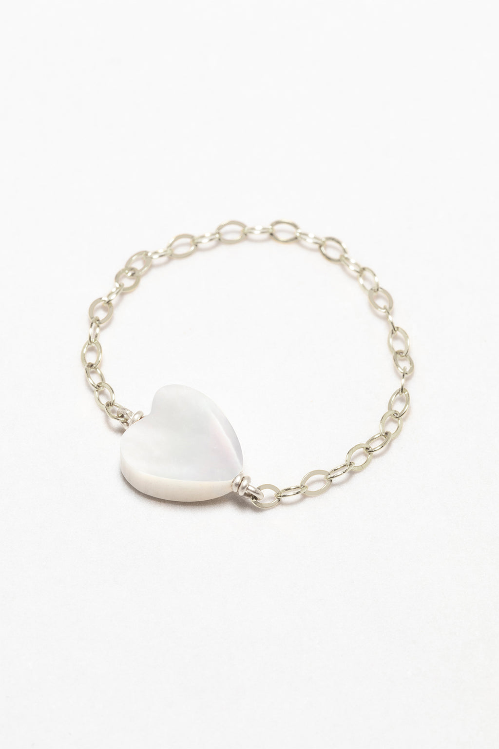 Heart chain ring - Mother of pearl - Silver