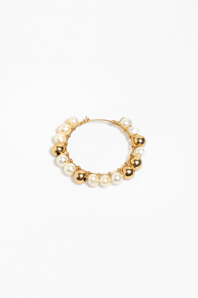 Large Alba hoops - Gold cultured pearl