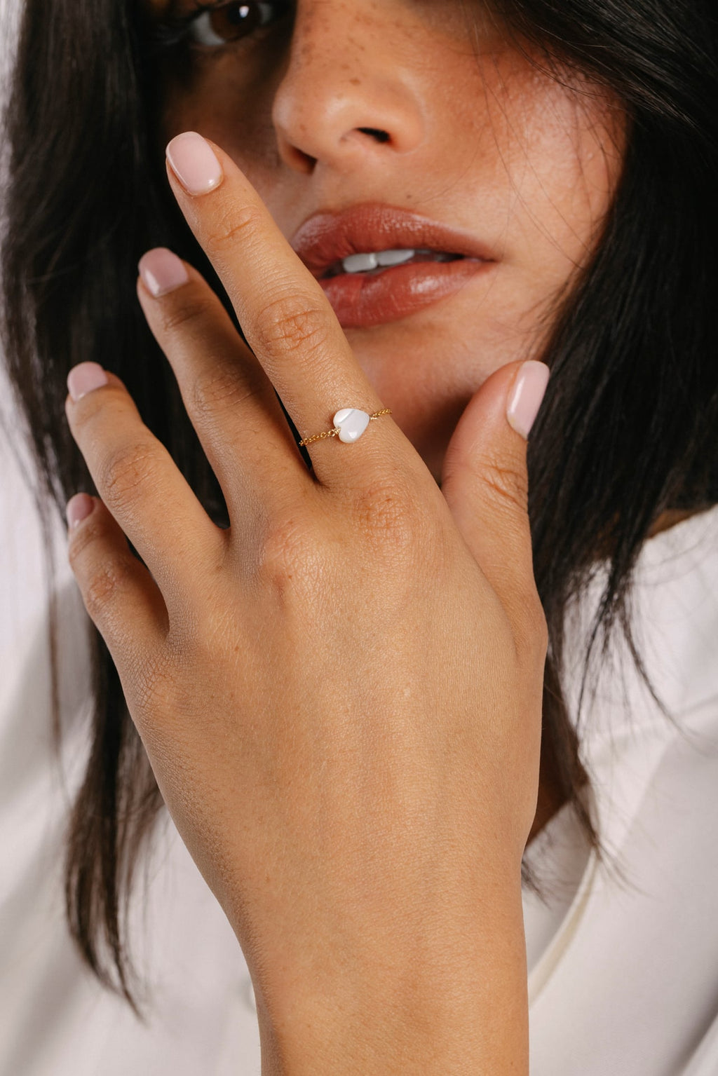 Chain ring Mother of Pearl Heart