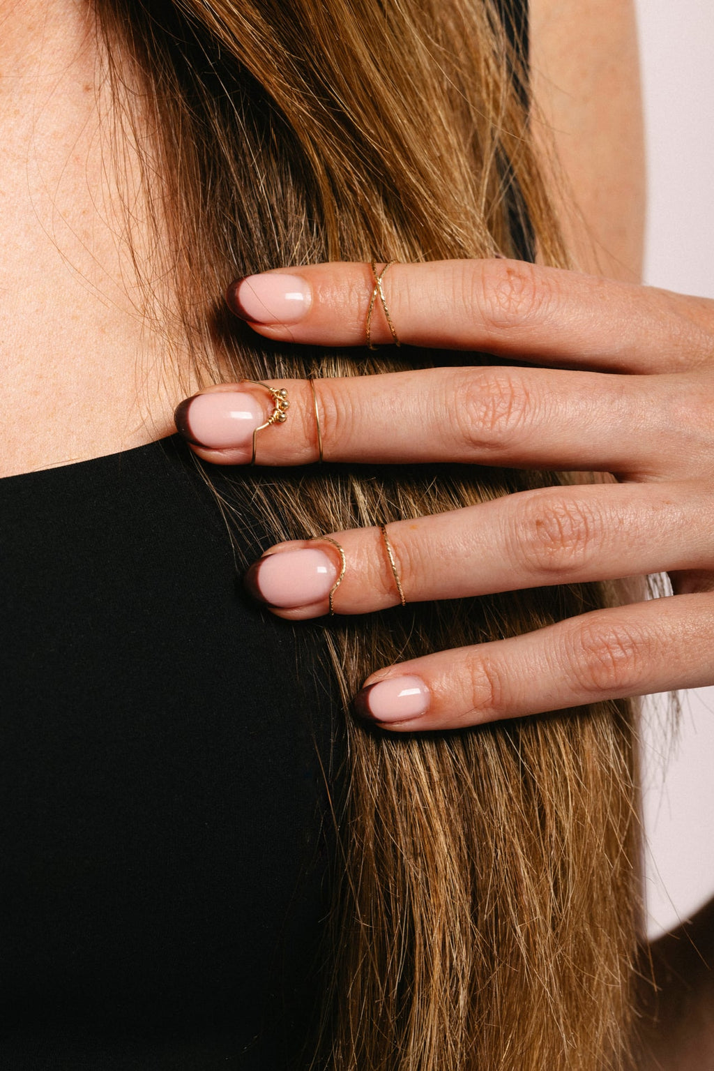 Set of three nail rings