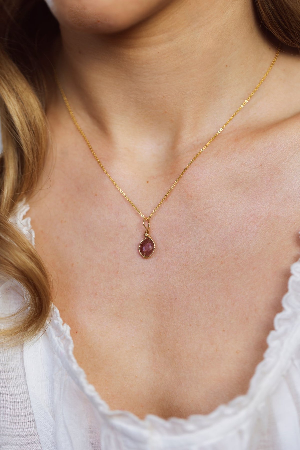 Victory Pendant - Pink Strawberry Quartz