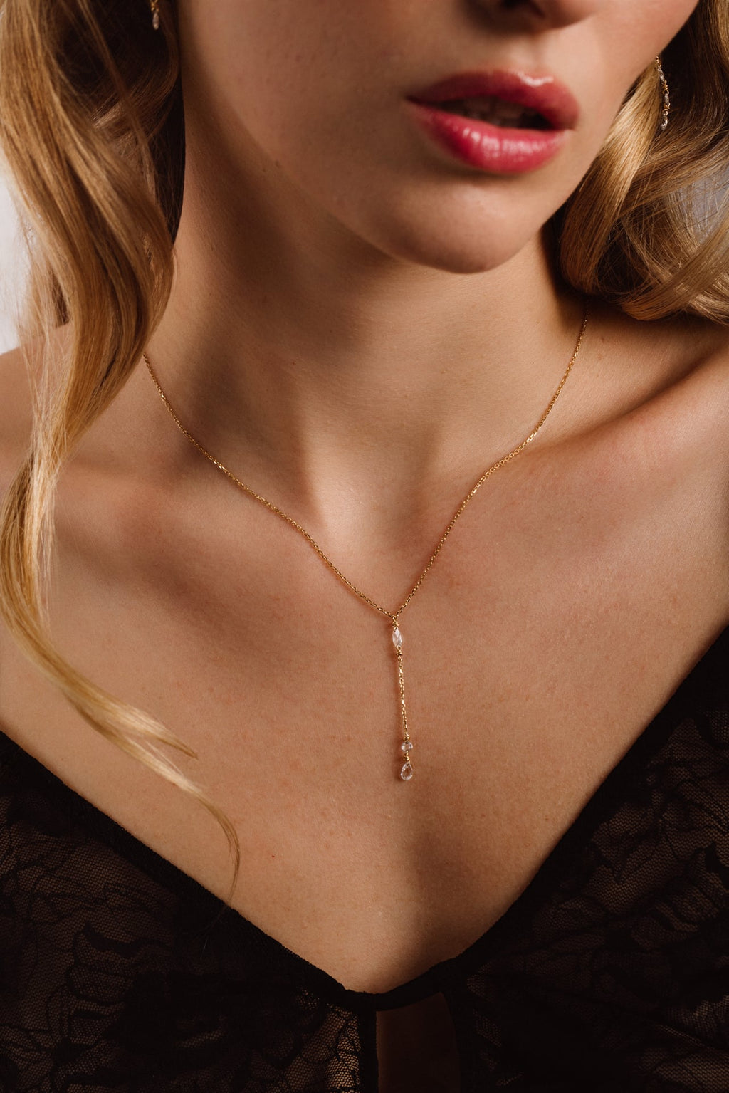 Riviera long necklace - 750‰ Gold - White diamond