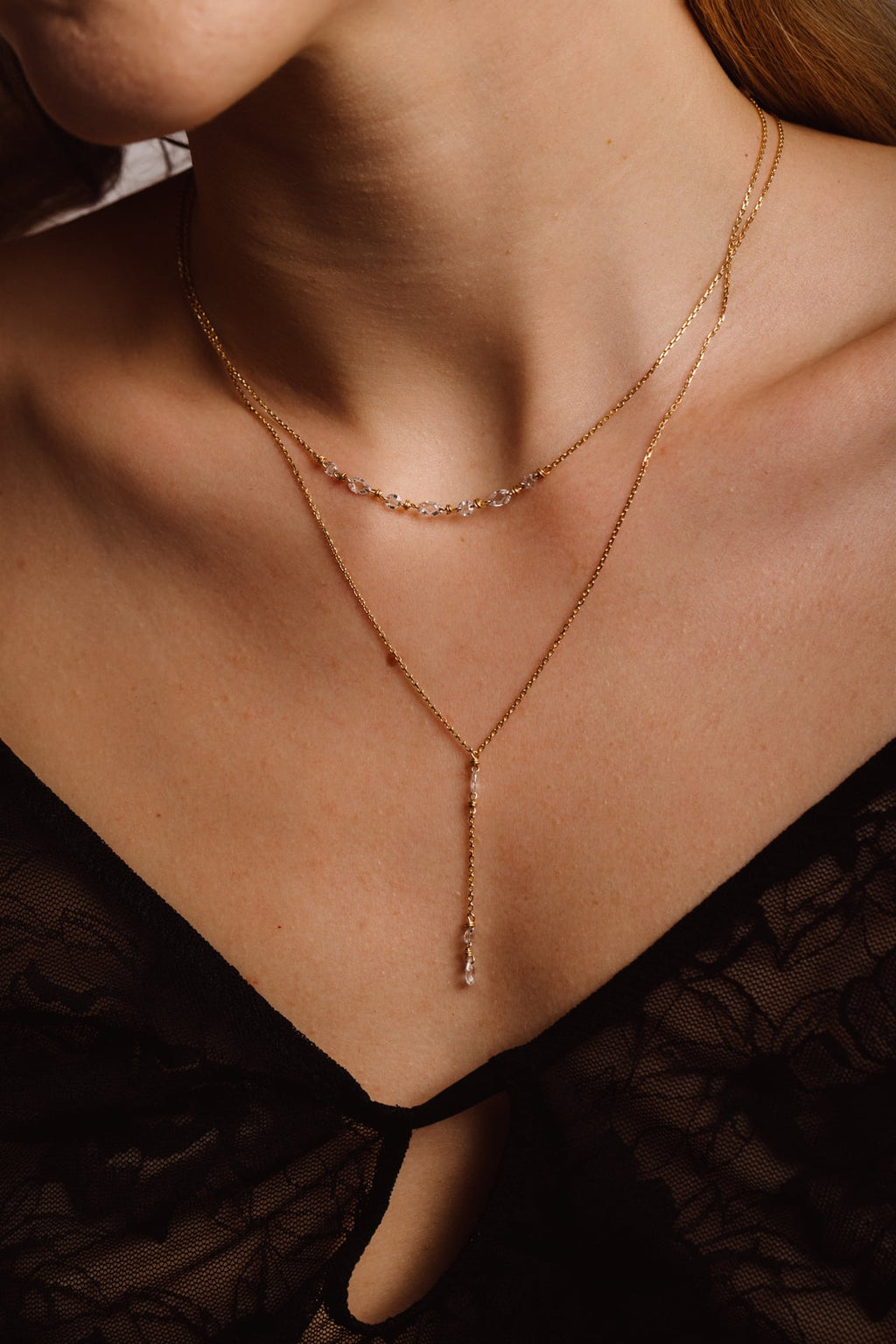 Riviera long necklace - 750‰ Gold - White diamond