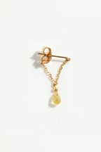 Boucle d'oreille chaîne Mia en or 18 carats, saphir orange en goutte, vendue à l'unité