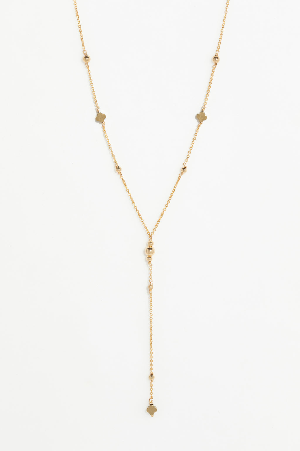 Amaya Rosary Necklace - Pyrite Clover
