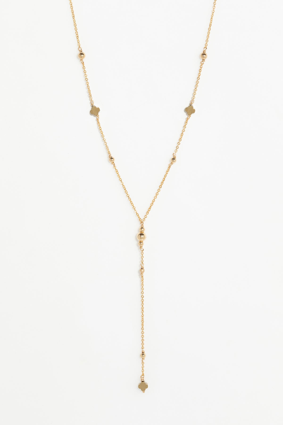 Amaya Rosary Necklace - Pyrite Clover