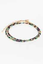 Collier-bracelet Queen Précieuse enroulé, grenat, saphir et émeraude