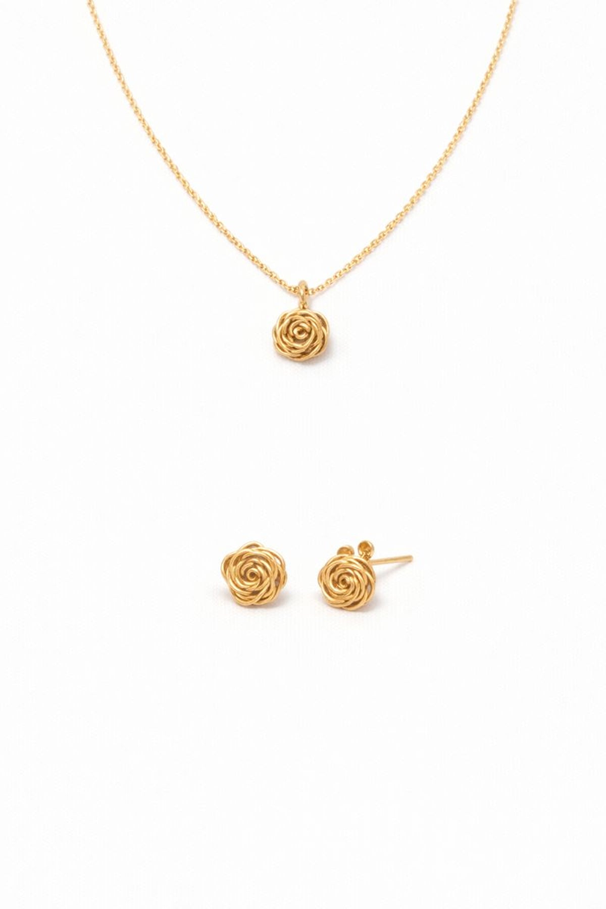 Rose Necklace &amp; Stud Set