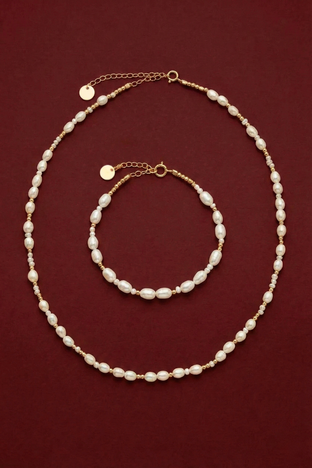 Rice Grain Necklace &amp; Bracelet Set