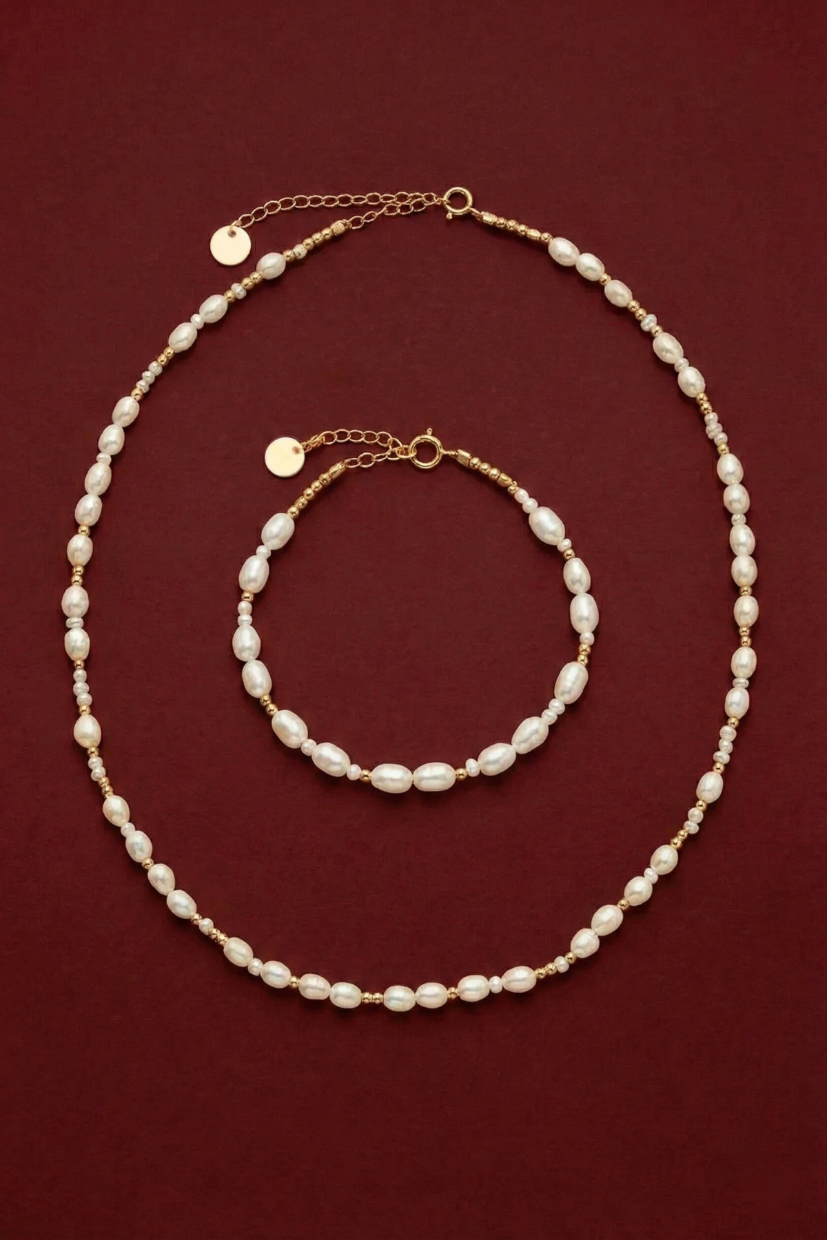 Rice Grain Necklace &amp; Bracelet Set