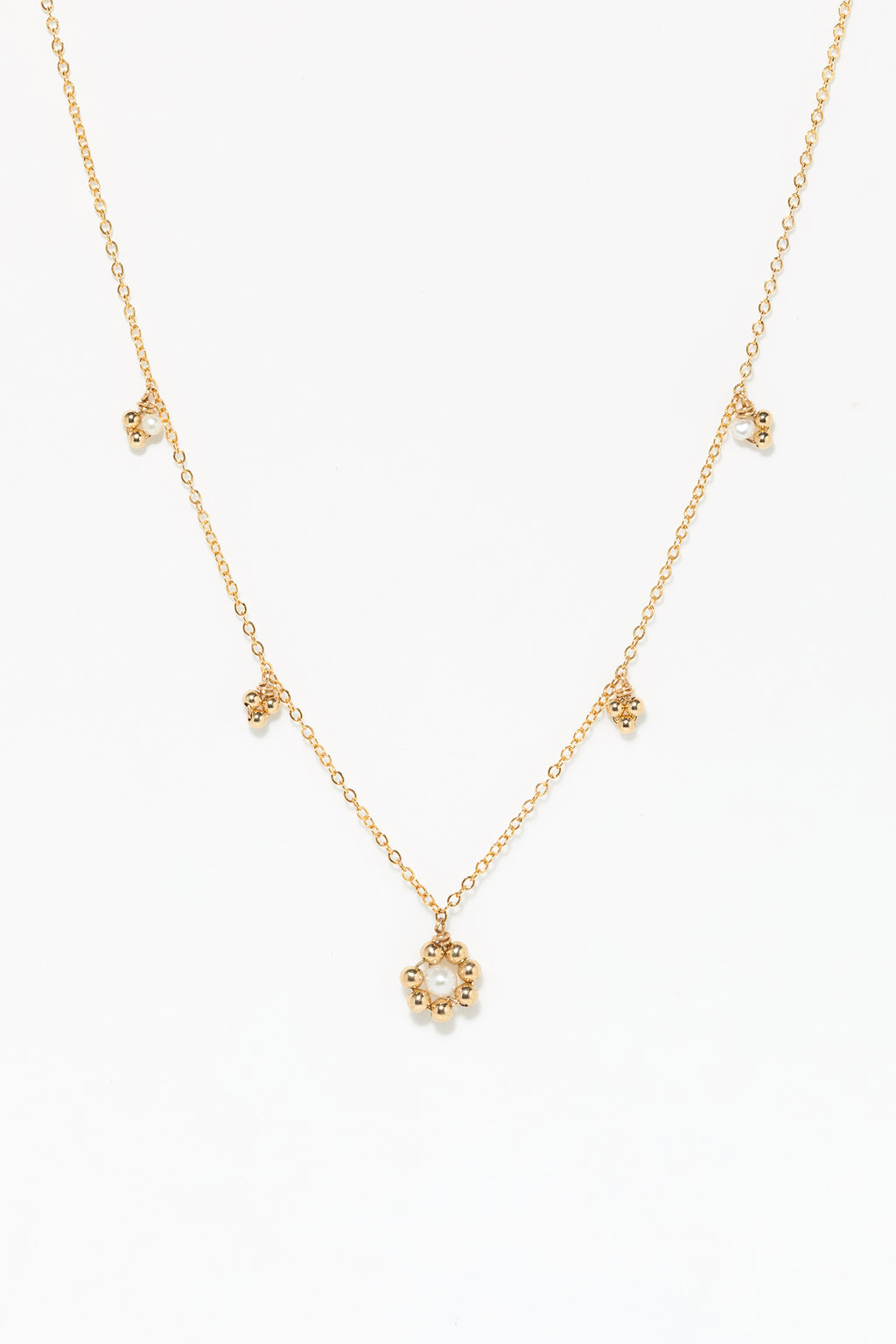 Daisy bell necklace - Cultured pearl