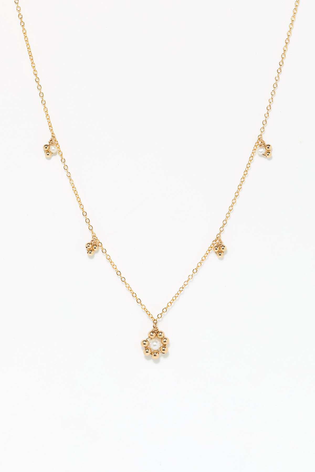 Daisy bell necklace - Cultured pearl