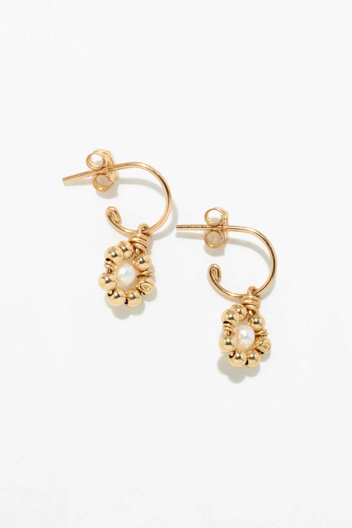 Daisy Creole Earrings - Cultured Pearl