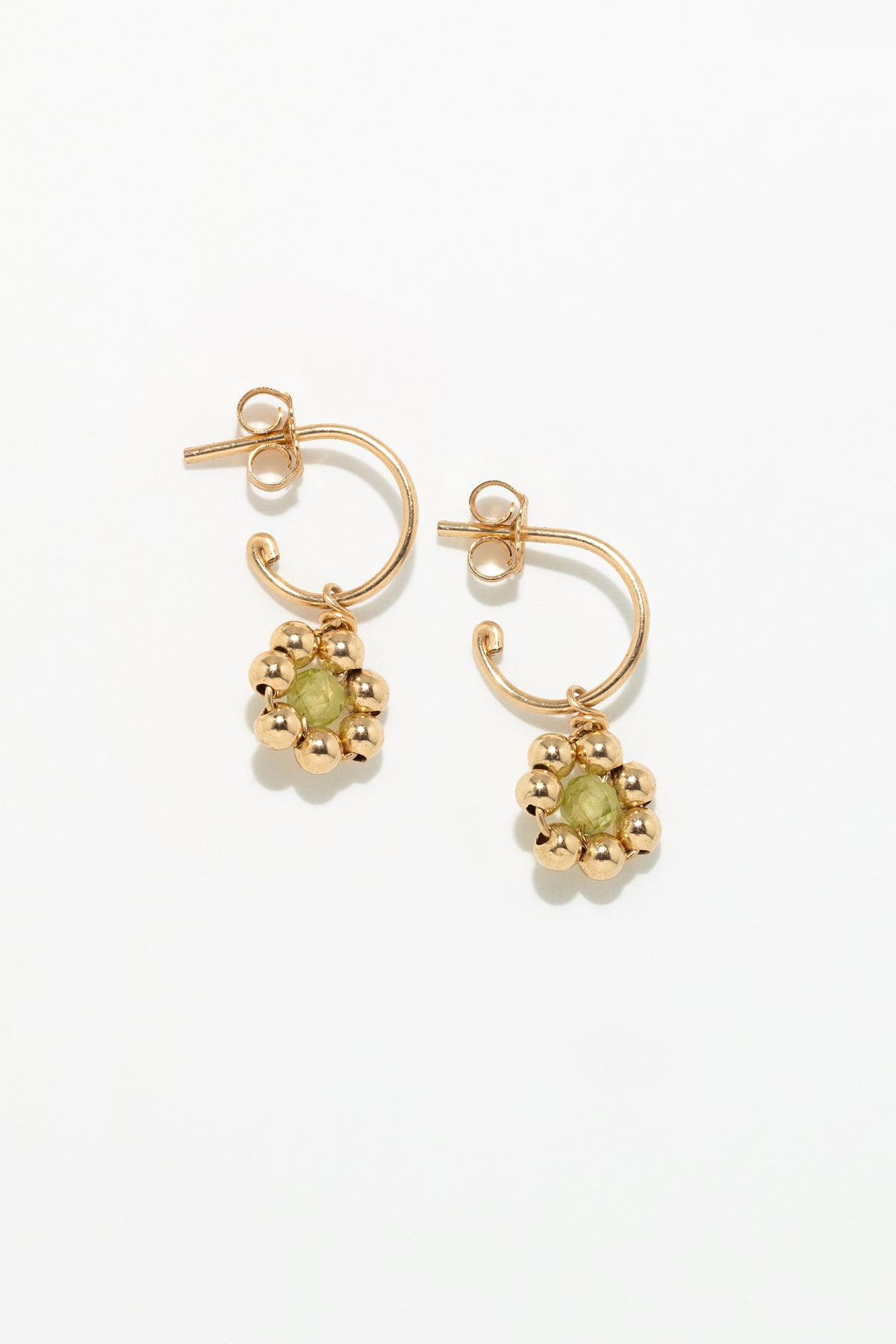 Daisy Creole Earrings - Peridot