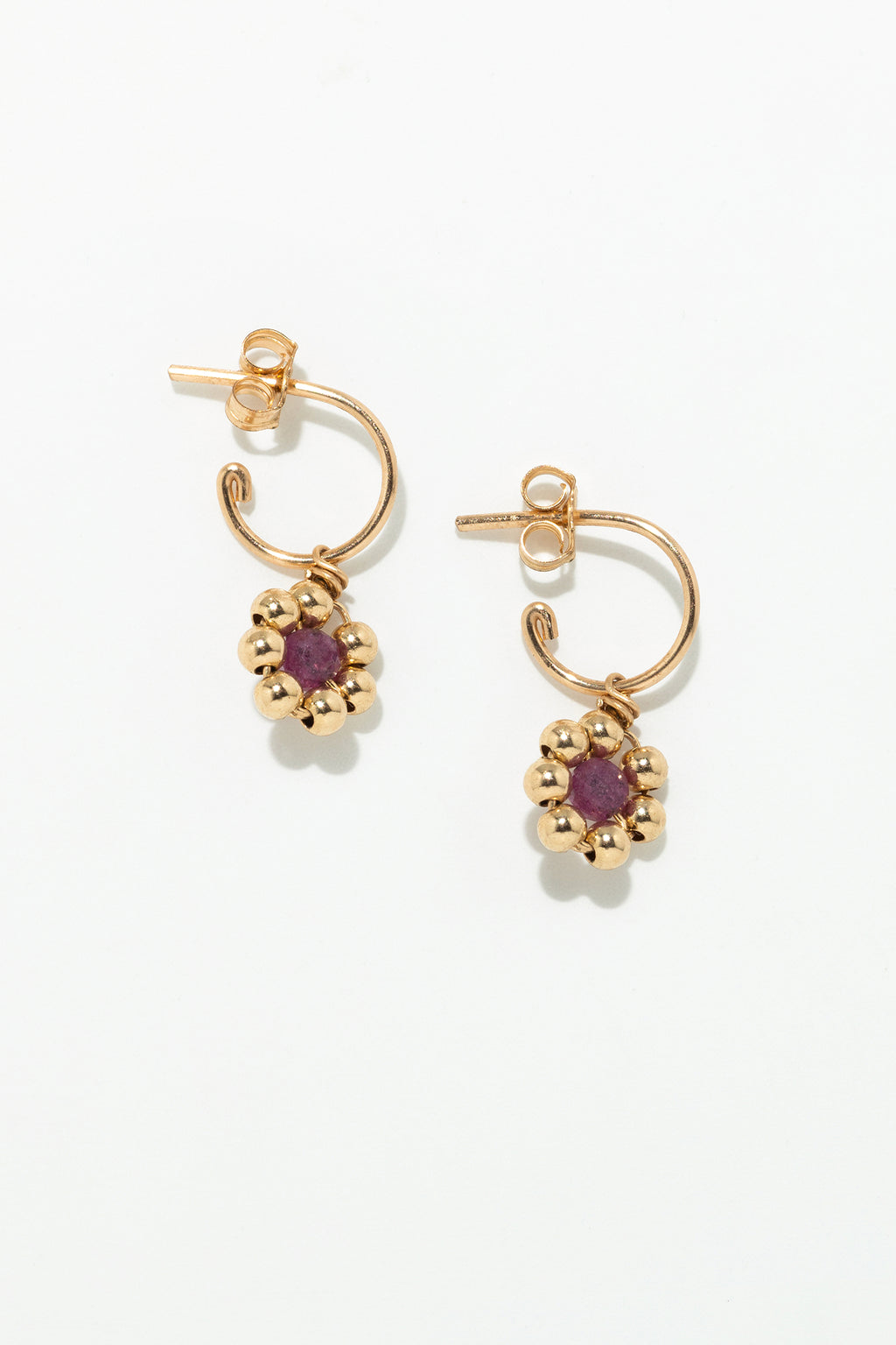 Daisy - Ruby Creole Earrings