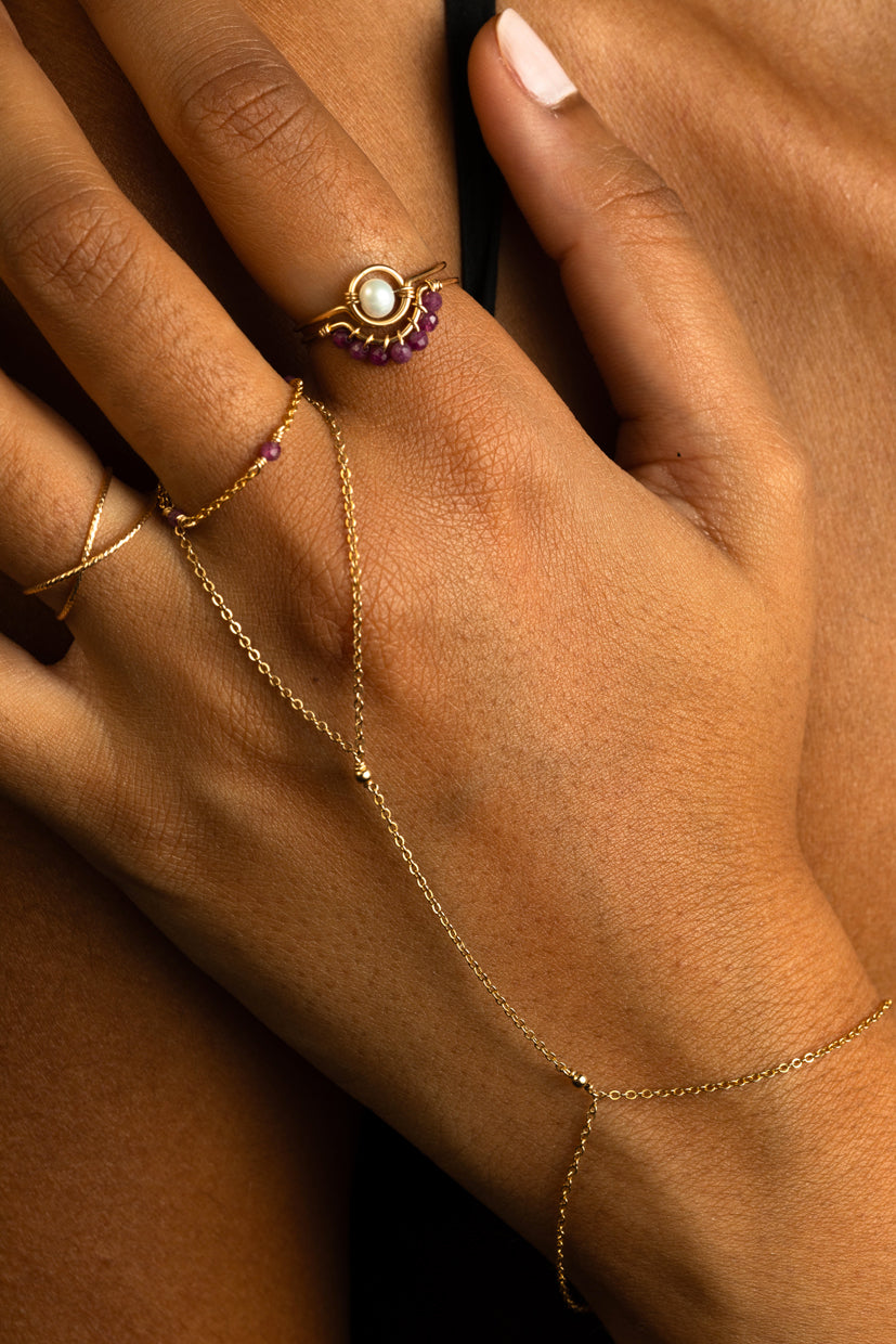 Satellite chain ring - Ruby