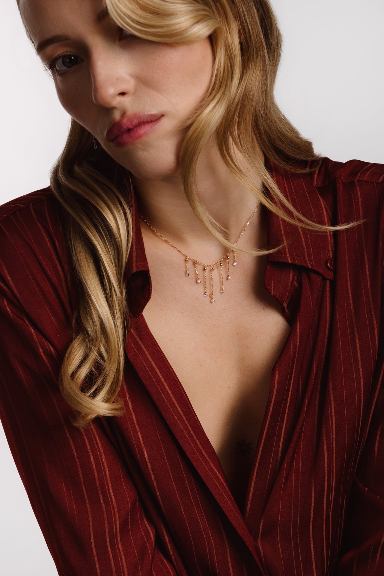 Luna Necklace - 18k Gold - White Diamond &amp; Cultured Pearl