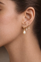 Medium Stella Creoles - Gold Large Cultured Pearl