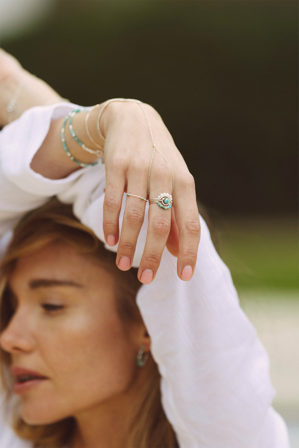 Half Moon Lace Ring - Cultured Pearl - Silver