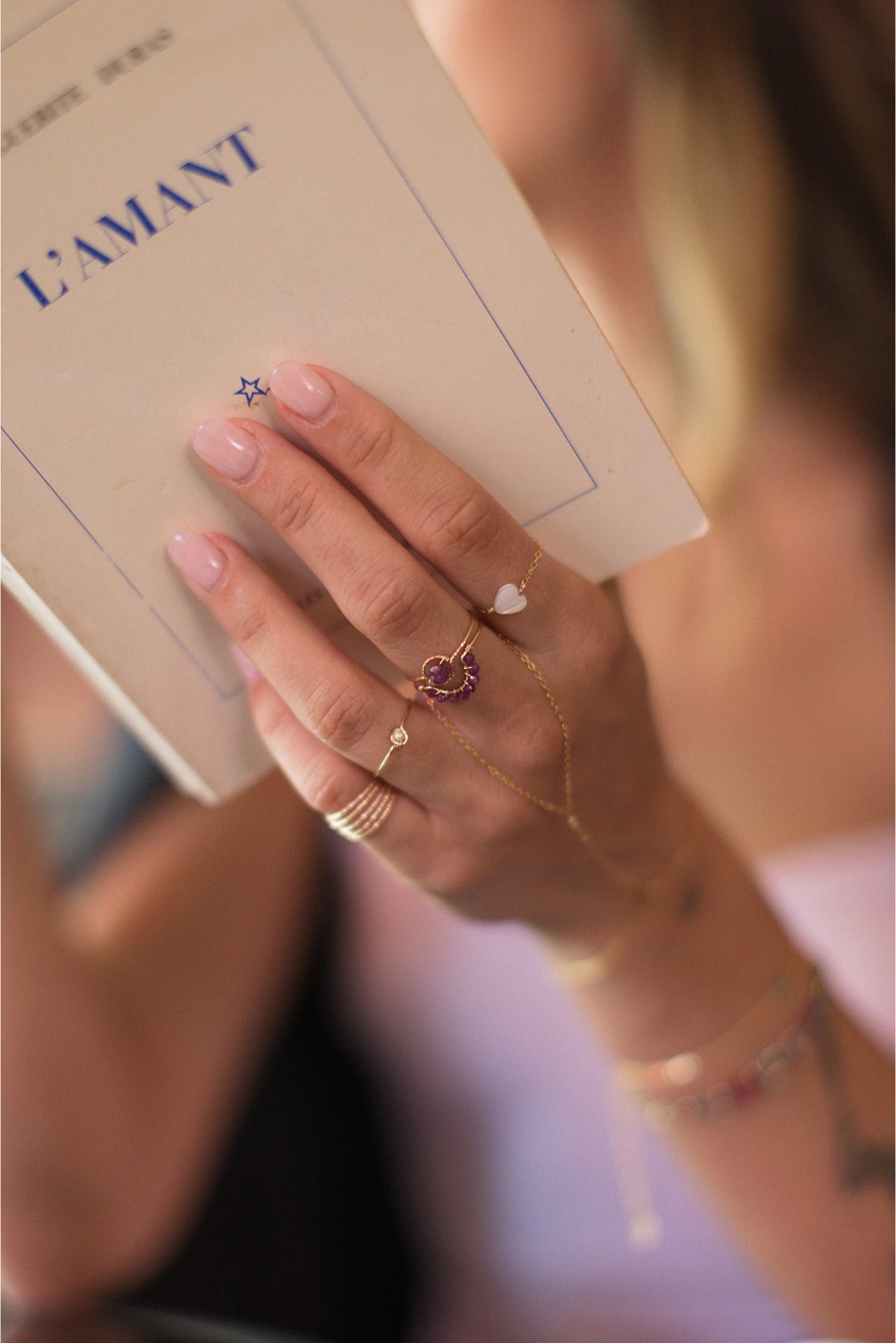 Chain ring Mother of Pearl Heart