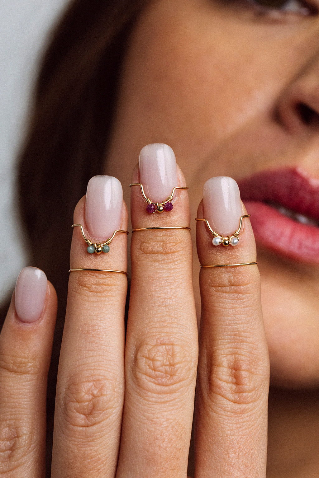 Weaving Nail Ring - Emerald