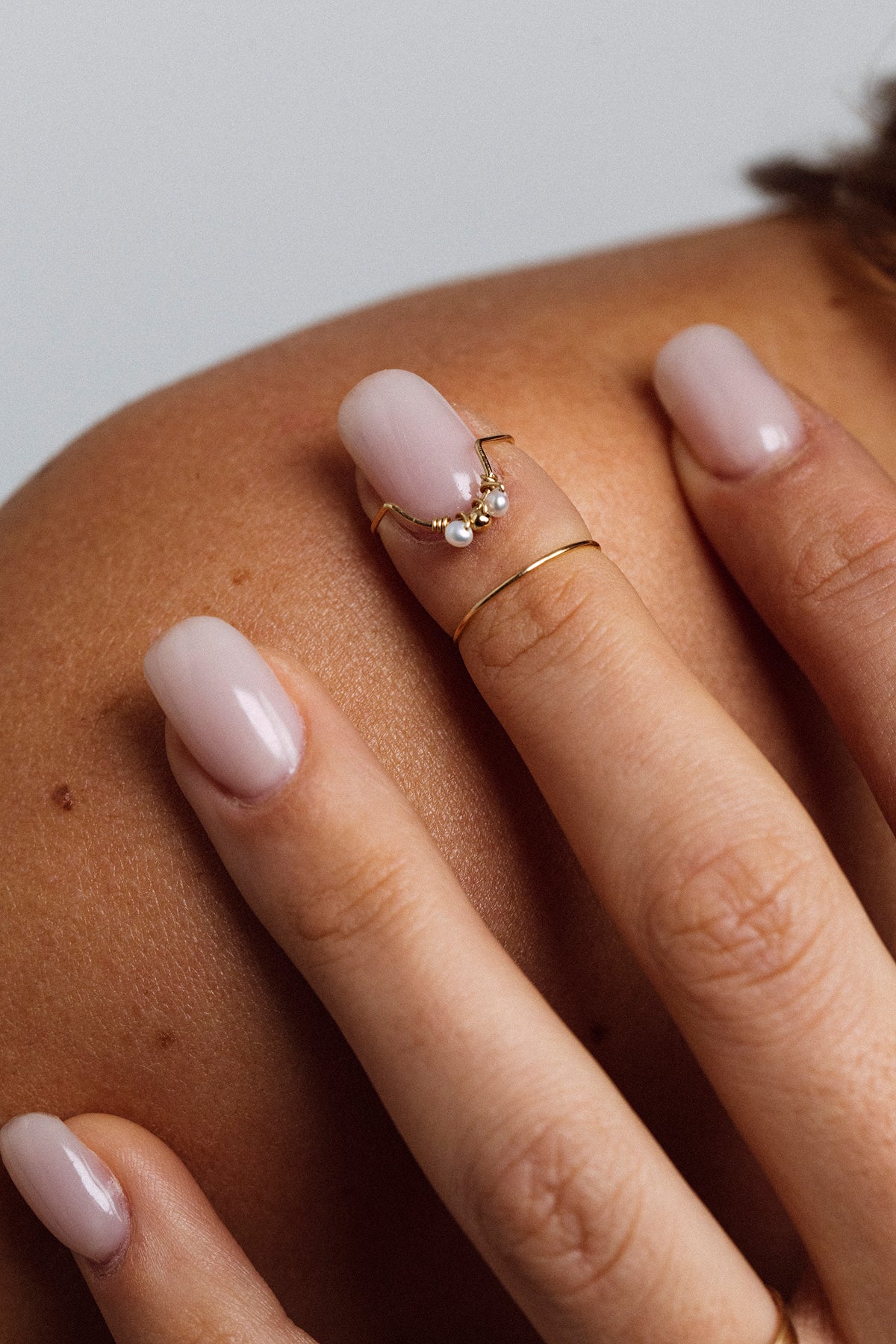 Weaving Nail Ring - Cultured Pearl