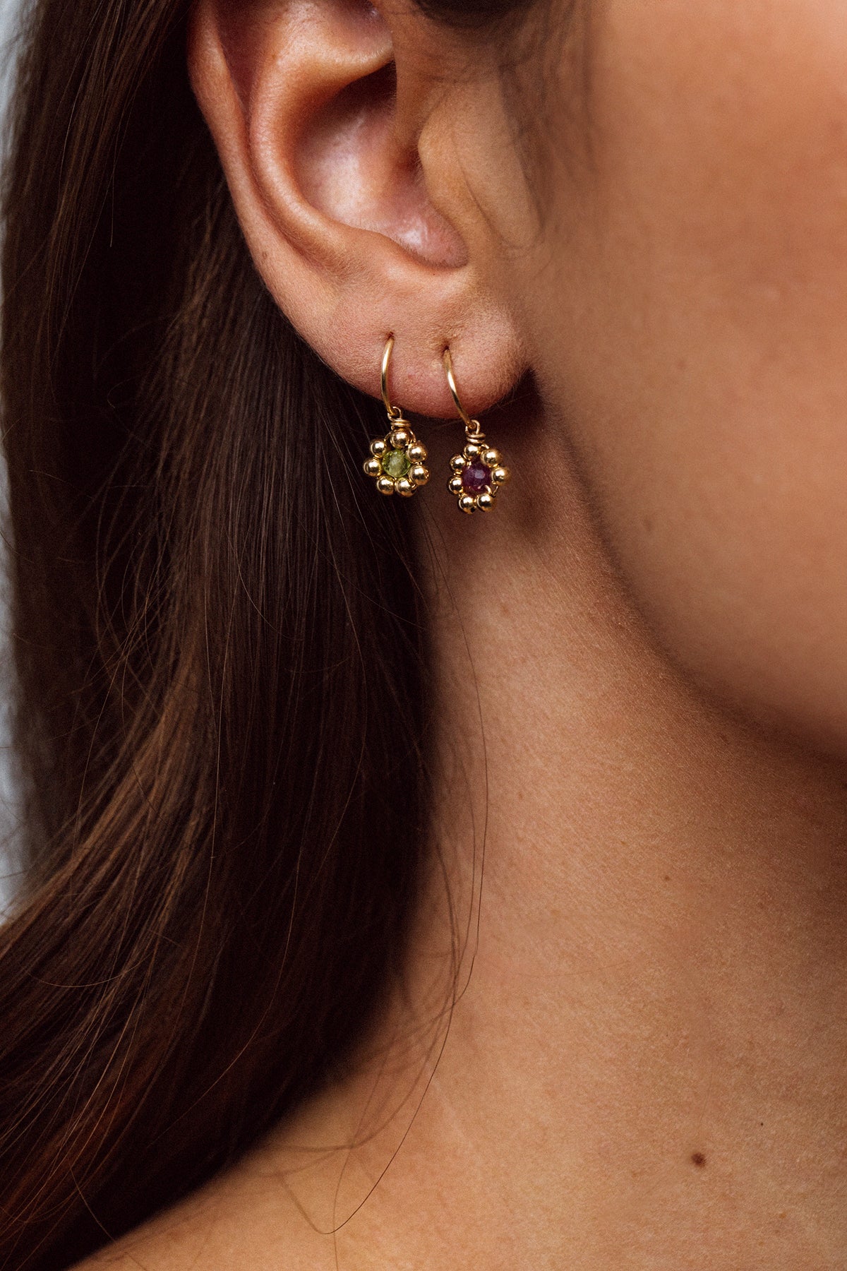 Daisy - Ruby Creole Earrings