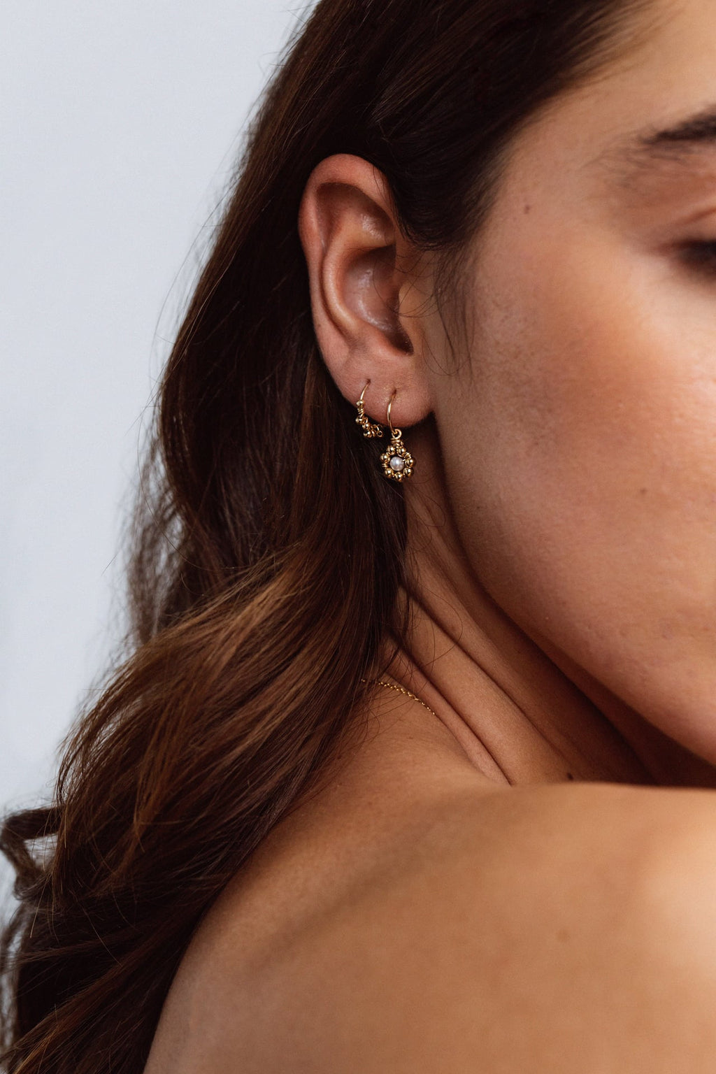 Daisy Creole Earrings - Cultured Pearl