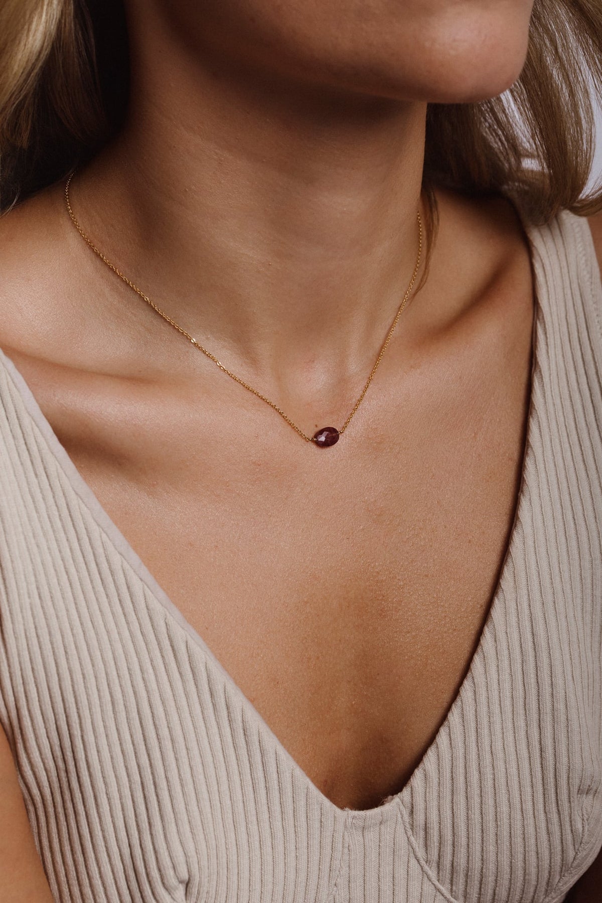 Victoire Necklace - Pink Strawberry Quartz