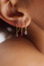 Mia Earring – 750‰ Gold – Dark Pink Sapphire