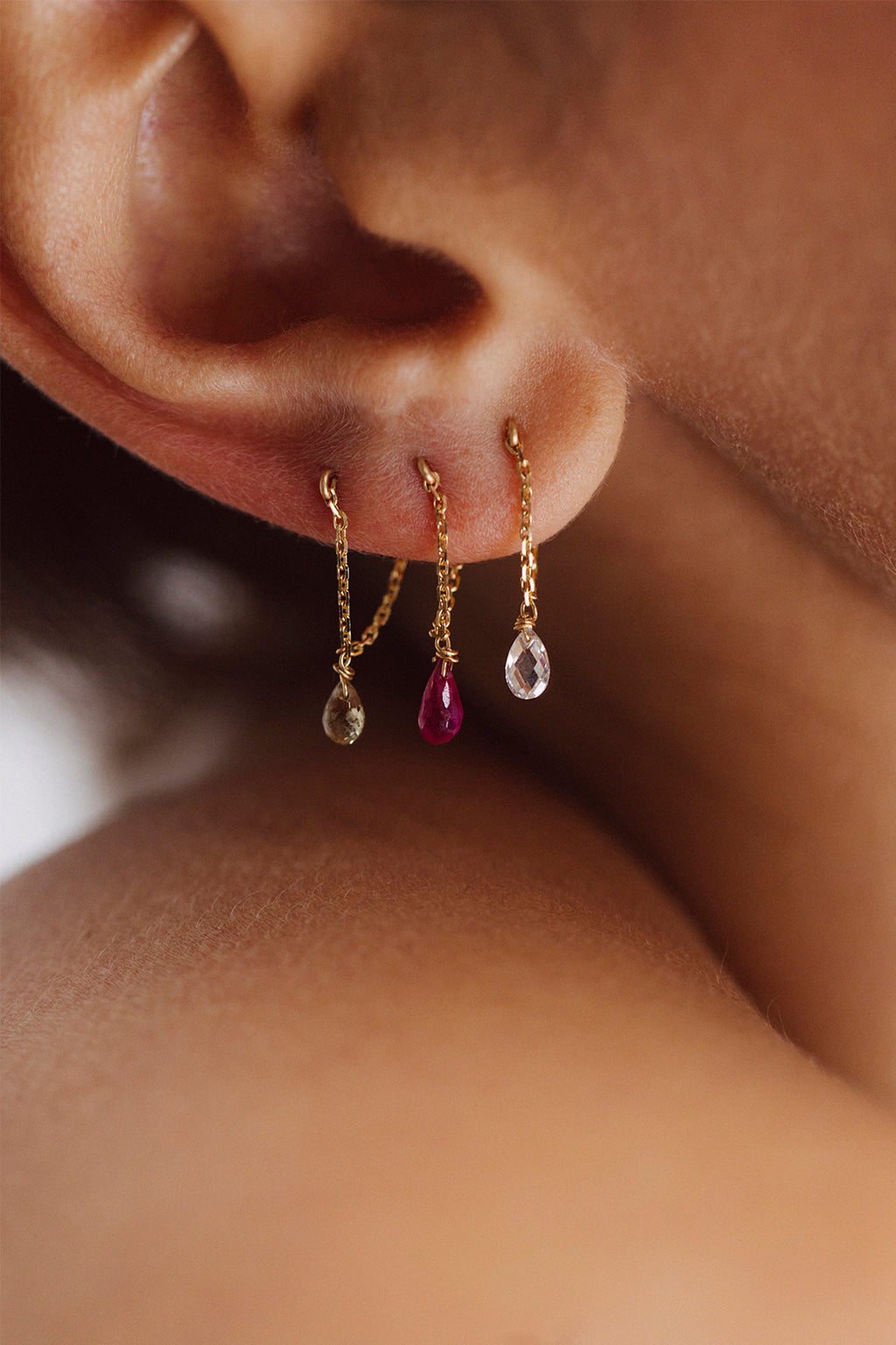 Mia essential chain earrings - 750‰ gold White diamond