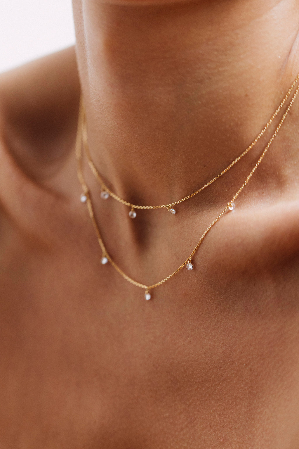 Sofia short tassel necklace - 750‰ gold White diamond